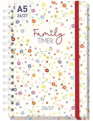 Produktbild von Family-Timer 2026/2027 / 17 Monate / A5 / Tiny Blossoms / Häfft-Verlag