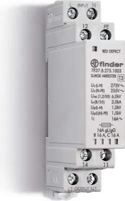 Produktbild von Finder Überlastschalter Grau 16 A 1 Wechsler 230 V Leiter-Typ = L, PE, N 7P.37.8.275.1003 (7P.37.8.275.1003)
