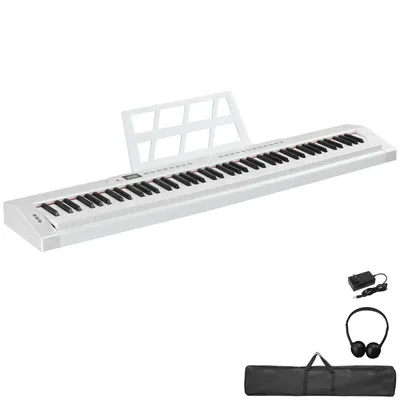 Obrázok produktu pre Digitálne klávesy FCH s 88 klávesmi, prenosný elektronický hudobný nástroj, MIDI, Bluetooth, pre deti a začiatočníkov, s taškou na prenášanie, biela
