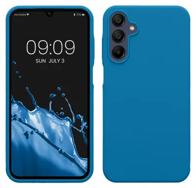 Produktbild von kwmobile Handyhülle für Samsung Galaxy A15 5G Hülle - Case Silikon - Kabelloses Laden - Schutzhülle Cover in Karibikblau