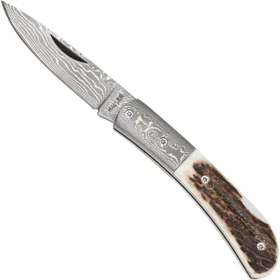 Produktbild von Haller Damast-Taschenmesser mit Hirschhorngriff