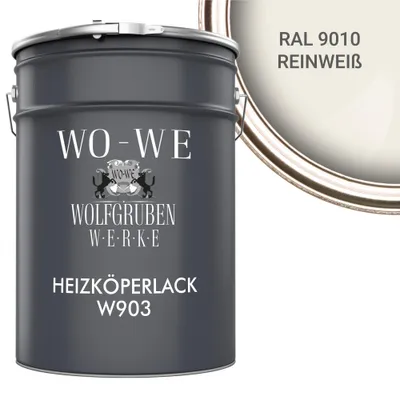 Produktbild von Heizkörperlack Heizungsfarbe Heizkörperfarbe W903 Reinweiß RAL 9010 - 5L