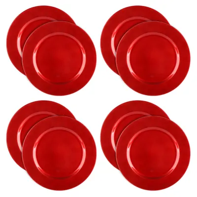 Zdjęcie produktu dla com-four® 8 sztuk błyszczących talerzy dekoracyjnych – talerzyki wielokrotnego użytku jako dekoracja stołu – eleganckie talerze dekoracyjne na wesele, uroczystości rodzinne lub Boże Narodzenie – talerze do serwowania o średnicy 33 cm