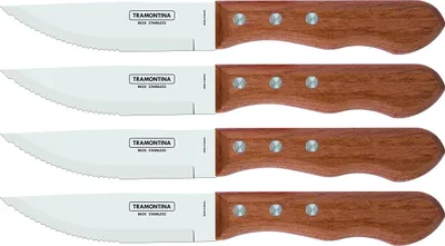 Produktbild von Tramontina DYNAMIC Steakmesser Jumbo, 4-teiliges Set, rostfreier Edelstahl, Holz
