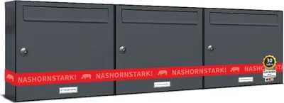 Produktbild von 3er Briefkasten Anthrazit Anlage 3 Fach Wandbriefkasten Postkasten