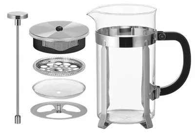 Produktbild von INF 600ml French Press Kaffeebereiter mit Metallrahmen - Hitzebeständiges Glas