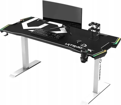 Zdjęcie produktu dla Biurko gamingowe Ultradesk FORCE 1/2 166cm Regulacja wysokości Czarne