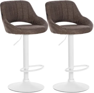 Produktbild von CLP 2er Set Barhocker Milet Stoffbezüge höhenverstellbar drehbar mit Rückenlehnen braun Material Gestell Metall matt weiss