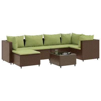 Produktbild von 7-tlg. Garten-Lounge-Set mit Kissen Braun Poly Rattan
