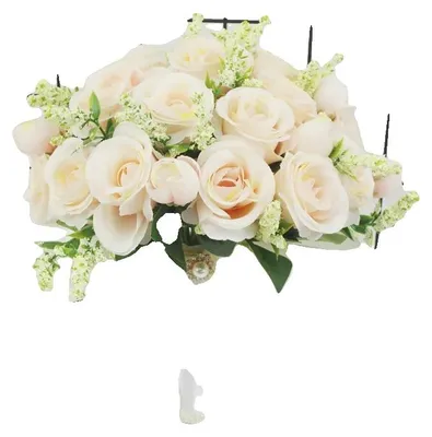 Imagen del producto de Hochzeitsstrauß, Seidenrosen, handgefertigte Accessoires, Champagner
