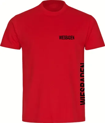 Produktbild von multifanshop Kinder T-Shirt - Wiesbaden - Brust & Seite, rot, Größe 140
