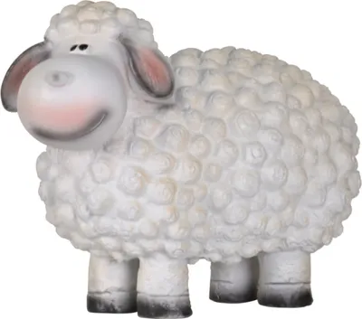 Produktbild von Dekofigur Originelle Gartenfigur Schaf weiß als wetterfeste Beetdekoration knuffige, handbemalte Tierfigur für innen & außen