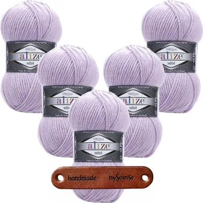 Produktbild von 5 x ALIZE Superlana Midi 505 dusty lilac mit Label