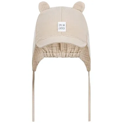 Produktbild von Bindemütze Schirmmütze Sommermütze Baby Junge Musselin, Beige, Gr. 42/44