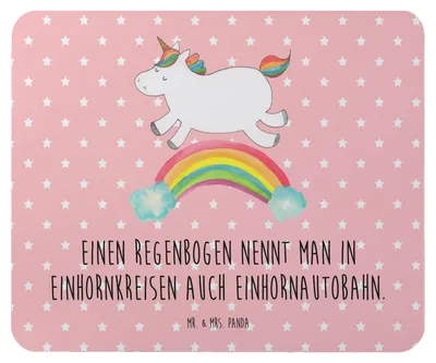 Produktbild von Mr. & Mrs. Panda Mauspad Einhorn Regenbogen - Rot Pastell - Geschenk, Erwachsenwerden, Glitzer, Mousepad, pc, Mouse Pad, Unicorn, mousematte, mausunterlage, Einhornpower