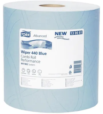 Produktbild von Tork Wischtuch 130081 23,5cmx119m 350Blatt 3lagig blau 2 Rl./Pack.