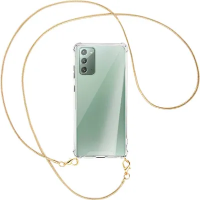Produktbild von Handykette Backcover-Schutzhülle mit Band (Metall goldfarben) für Samsung Galaxy Note20 4G/5G (N980,N981) - goldfarbene Kette Snake