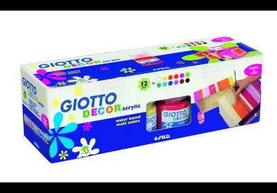 Produktbild von Giotto Acrylfarben Set - Decor Acrylic 12 Farben 25 ml Tuben
