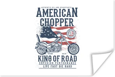 Produktbild von MuchoWow® Poster Mancave - Motorrad - Vintage - Amerika - Flagge 30x20 cm - Plakate - Print
