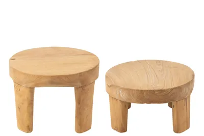 Produktbild von Runder Couchtisch aus Teakholz – 2er-Set