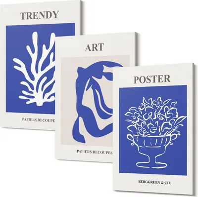 Produktbild von Leinwandbilder – Wandbilder – Leinwandbild – Canvas Bild – Polycanvas – Kunstdruck – – Modern – Aufhängefertig – Mehrteilig – 3-Teilig – 40x60 Cm Pro Bild - Poster zur abstrakten Kunst von Henri Matisse