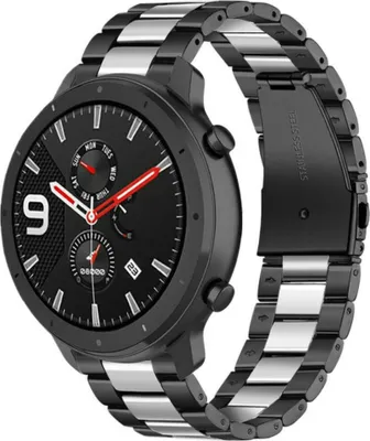 Produktbild von Strap-it Xiaomi Amazfit GTR Stahlarmband (Schwarz/Silber)