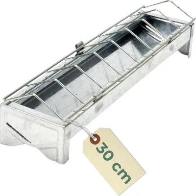 Produktbild von Futtertrog Metall Küken Futterautomat Hühner Zubehör Kükenfutter Automat Futterspender Küken Hühner Futtertrog Gitter 30 cm