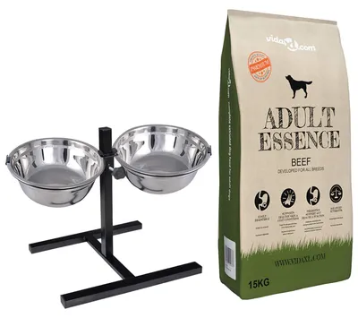 Immagine prodotto di vidaXL Porta cibo per cani con ciotola, argento e nero
