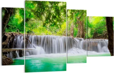 Produktbild von Bild auf Leinwand - Leinwandbild - Wasser Park Natur Landschaft - 120x70cm - Wand Bild - Wanddeko - Leinwanddruck - Bilder - Kunstdruck - Wanddekoration - Leinwand bilder - Wandkunst - DL120x70-2502