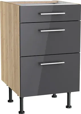 Produktbild von Optifit Schubladenunterschrank Jonte984 BxTxH 50 x 58,4 x 87 cm anthrazit glänzend zerlegt KFJO U536-8E+