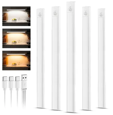 Productafbeelding van 5 stuks oplaadbare led-onderbouwlampen met bewegingsmelder