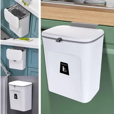 Produktbild von Wandabfalle mit Deckel - Weiss - für Küche Badezimmer Schlafzimmer
