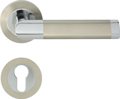 A door handle set with a keyhole escutcheon, presented against a white background.