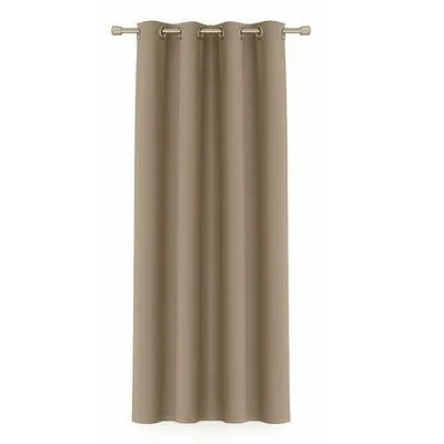 Produktbild von Gardine Sandgrau 140x145 cm mit Ösen – blickdichter Vorhang aus Microsatin (100% Polyester), lichtdurchlässig, pflegeleicht & formstabil