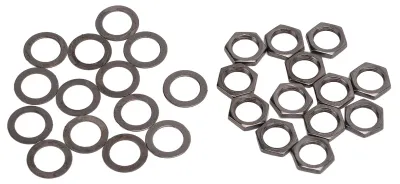Produktbild von Muttern-Unterlegscheiben-Set, Instrumentenbuchsen-Anschlussbefestigungen für E-Gitarre und Bass, M9-Innengewinde, schwarz