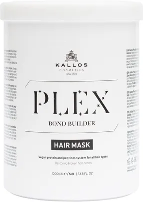 Zdjęcie produktu dla Kallos Plex Bond Builder Hair Mask maska wzmacniająca do włosów farbowanych, poddawanych zabiegom chemicznym i rozjaśnianych 1000 ml
