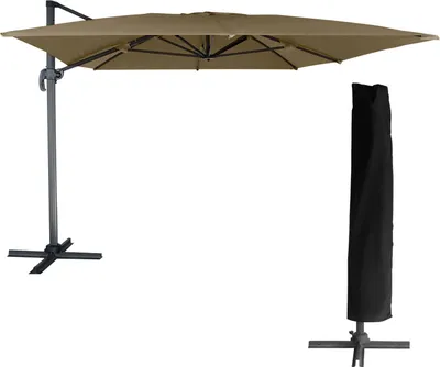 Image de Parasol déporté MOLOKAI rectangulaire 3x4m taupe + housse