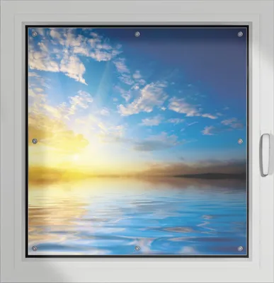 Produktbild von Wallario Lichtschutzbild, Dekorativer Sichtschutz Sonnenschutz 96 x 100 cm mit Motiv: Sonnenuntergang über dem Meer I - Verdunklung ohne Bohren