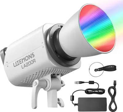 Obrázek produktu pro Godox Litemons LA200R Studio RGB video světlo, 220 W, LED fotografické světlo, 1800šC10000 K, CRI95+, držák Bowens, ovládání APP s reflektorem pro domácí studio, vlog, živé vysílání, portrét, produkt, svatební fotografie