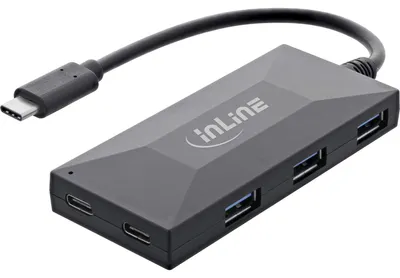 Obrázok produktu pre InLine 35399, USB 2.0 Type-C, USB 3.2 Gen 1 (3.1 Gen 1) Type-A, USB 3.2 Gen 1 (3.1 Gen 1) Type-C, 5000 Mbit/s, Čierna, 0,3 m, Jednosmerný prúd