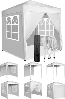 Produktbild von Pavillon,Pop-up,Winddicht,Wasserdicht,Faltpavillon,UV Schutz 50+,Höhenverstellbar,mit 4 Seitenteilen,für Outdoor, Garten, Party, Camping,Weiß