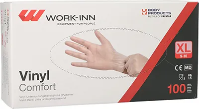 Produktbild von 100 "WORK-INN" Handschuhe, Latex gepudert "White" weiss - natur Größe XL