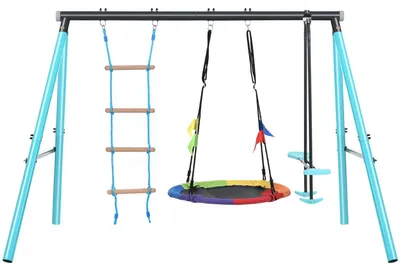 Image de Structures de jeux - Ensemble de jeux pour l'extérieur - Structure d'escalade - Balançoire - Ensemble de jeux pour enfants - Structure métallique