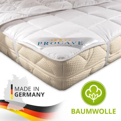 Produktbild von PROCAVE Baumwolle Unterbett in verschiedenen Größen - Matratzenauflage 140x200 cm mit 4 Eckgummis als Matratzenschoner - Soft-Matratzen-Topper