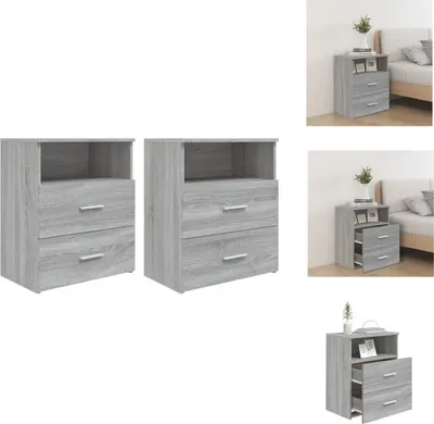 Produktbild von vidaXL Nachttische 2 Stk. Grau Sonoma 50x32x60 cm -  Nachttische