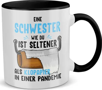 Produktbild von 22Feels Schwester Geschenk Geburtstag Weihnachten Geschwister Mädchen Tasse Frauen Teenager Schwesterherz (Weiss-Schwarz)