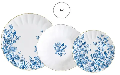 Produktbild von 18tlg. Tafelservice PARADISE GARDEN für 6 Personen weiß blau Porzellan Easy Life