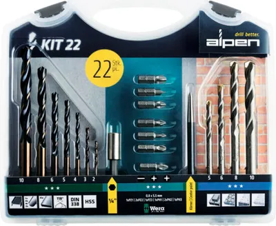 Produktbild von Metall- und Steinbohrer Set Alpen 22-tlg