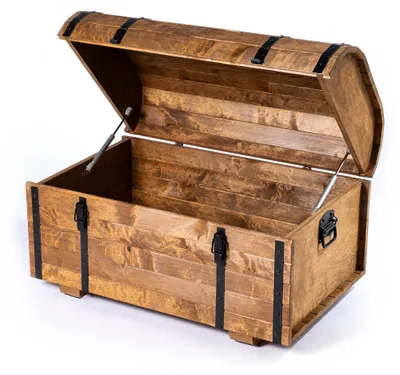 Produktbild von CREATIVE COOPER Holztruhe massiv 80x50x50 cm – Handgefertigte Aufbewahrungstruhe 180L – Rustikale Holzbox mit Deckel & Metallgriffen – Vintage Design Wenge geölt