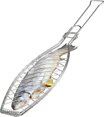 Zdjęcie produktu dla bremermann grill do ryb, składany uchwyt / stal nierdzewna / ok. 56,7 x 12,8 cm